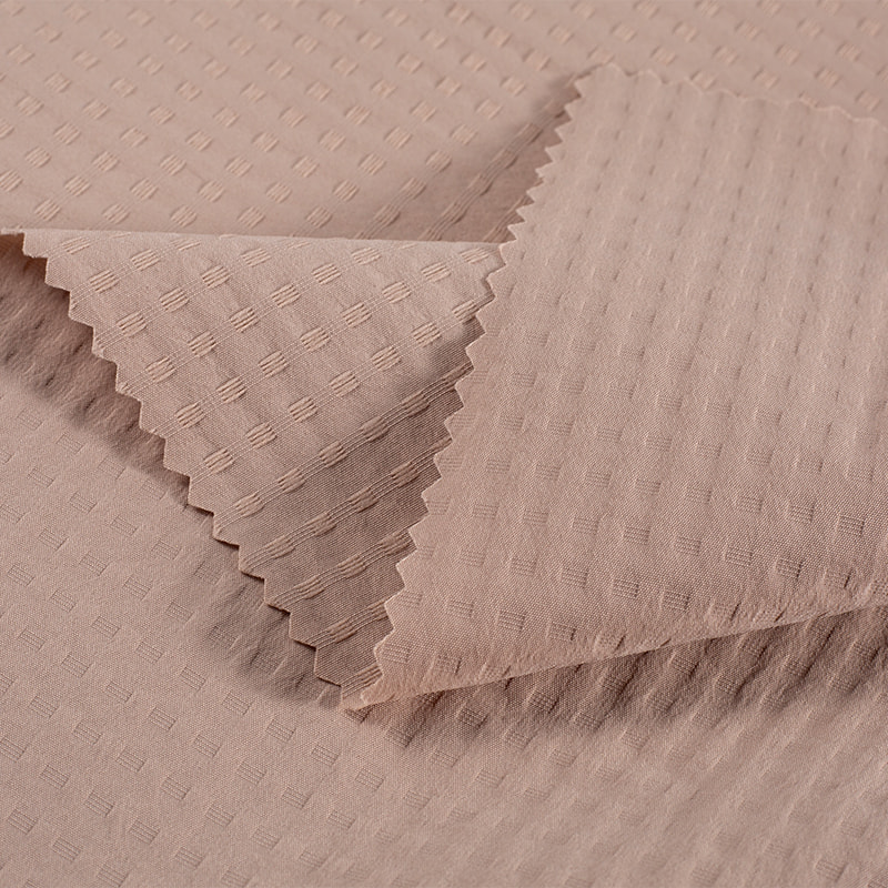 120gsm 75D T8 Recycled Polyester  Leisure Weft-Stretch Jacquard Bubble Check Jacquard Fabric
